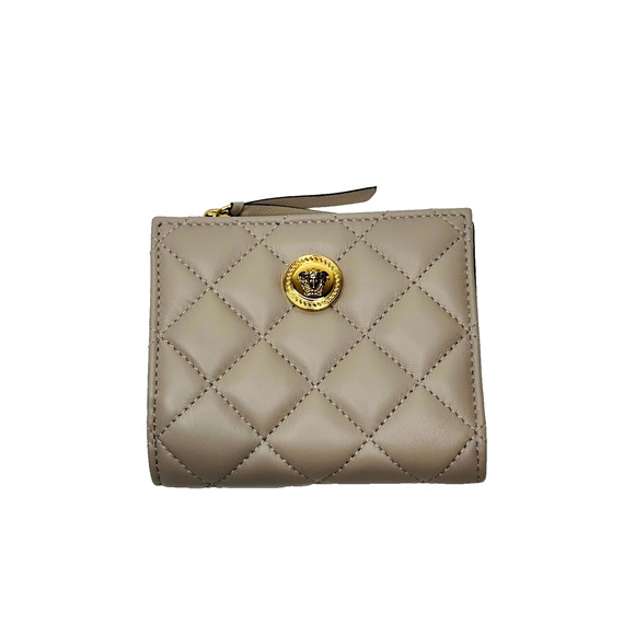 Versace Medusa Cream/ Beige Bifold Quilted Leather Wallet NWT $625 - Picture 1 of 9